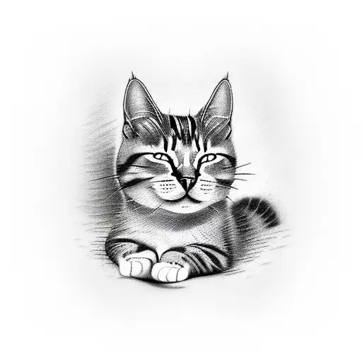 Cat Sleeping On Its Back