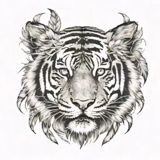 Tiger With Feathers Hanging Under