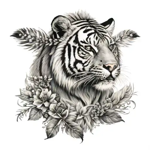 Tiger With Feathers Hanging Under
