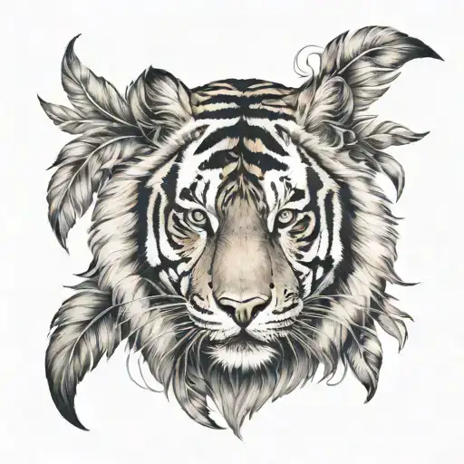 Tiger With Feathers Hanging Under