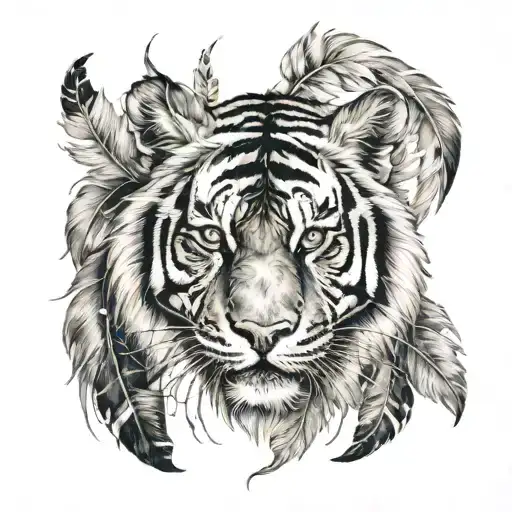 Tiger With Feathers Hanging Under