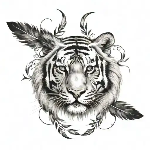 Tiger With Feathers Hanging Under