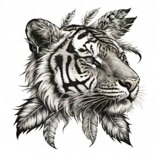 Tiger With Feathers Hanging Under