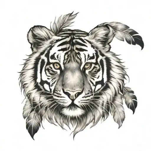 Tiger With Feathers Hanging Under