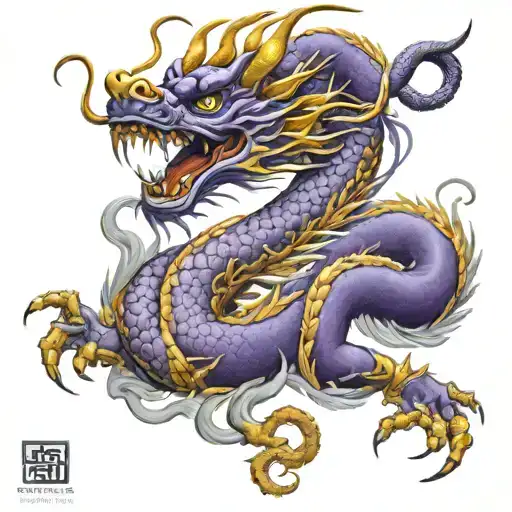 Chinese Dragon Gold Silver Purple And Libra Zodiac Sign