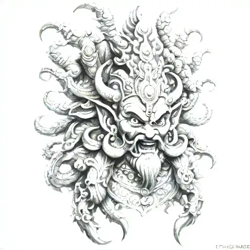 Ten Headed Ravana Hindu Demon