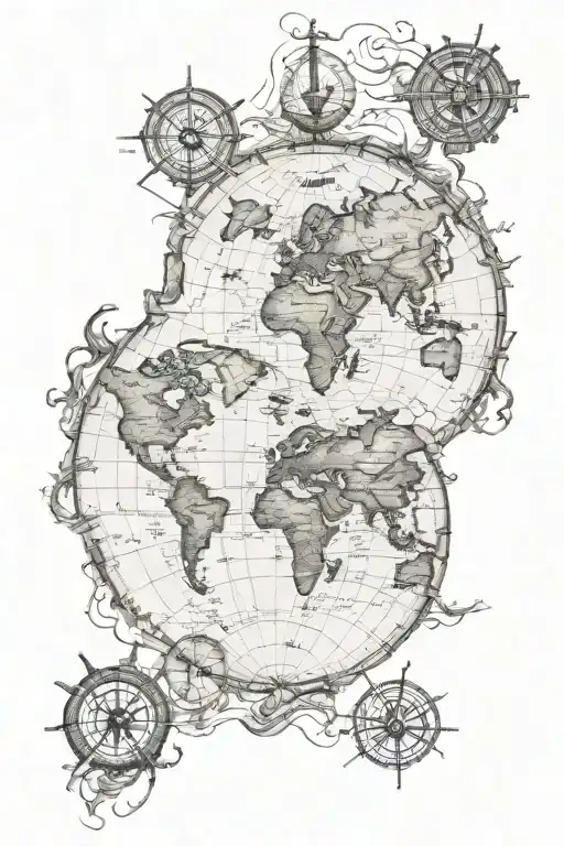 Realism Nautical World Map