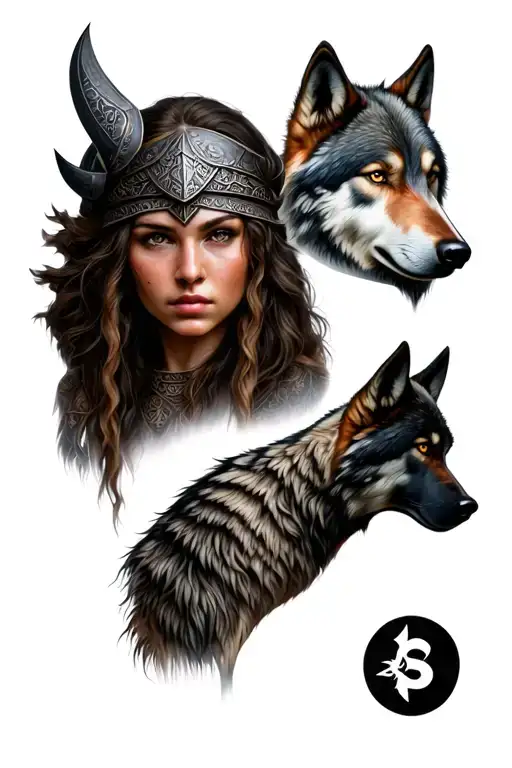Viking Woman And Wolf