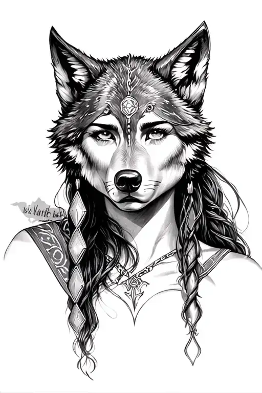 Viking Woman With Wolf Head