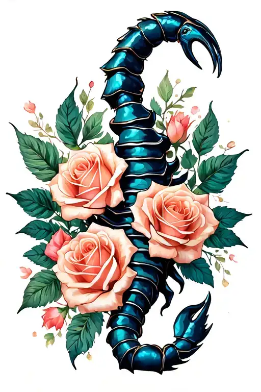 Scorpio Inspired Sleeve With Roses