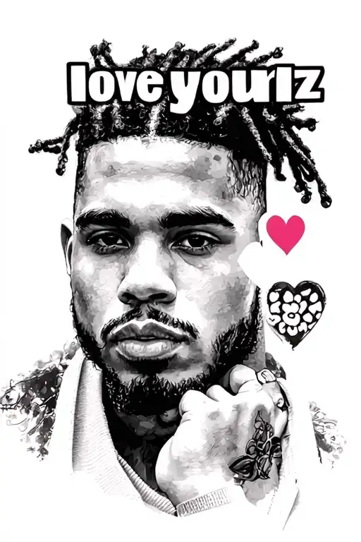 Jcole Portrait With Love Youralz Text Floating In Background