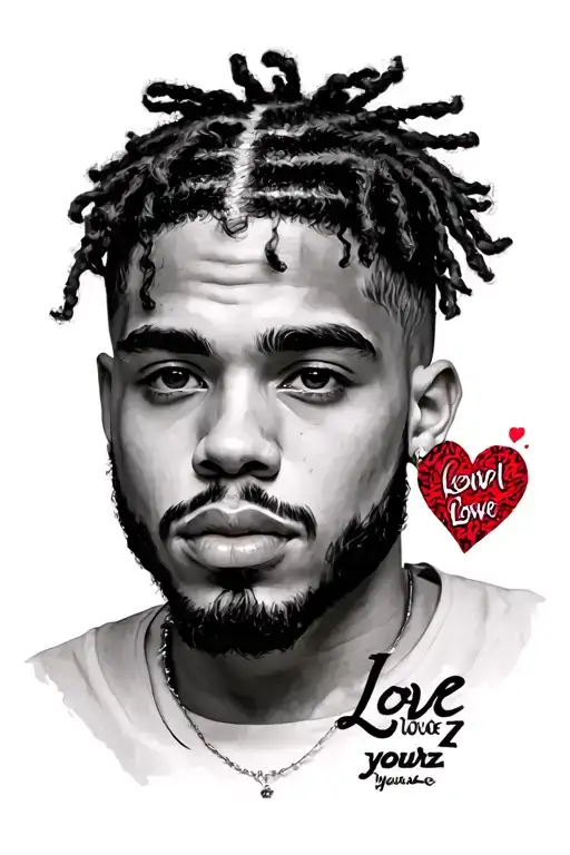 Jcole Portrait With Love Youralz Text Floating In Background
