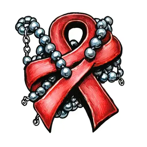 Prostate Cancer Symbol With Rosary Beads