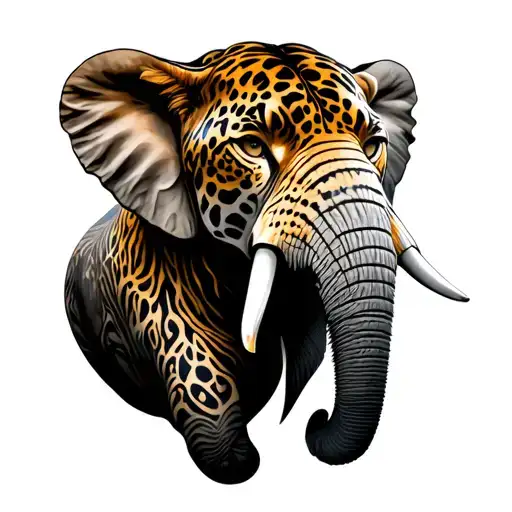 Jaguar And Elephant Head Profile Holding