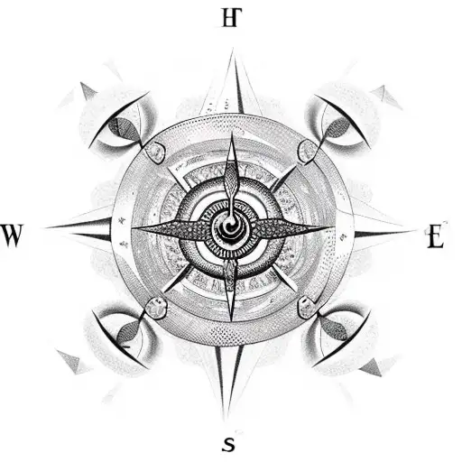 Snake With Eyes And Compass Elements