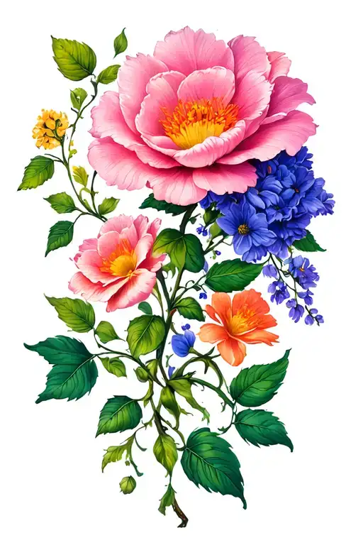 Birth Flower Vine Thin Long Color