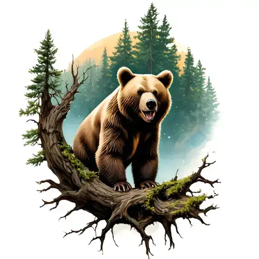 Bear Dead Tree With Creeping