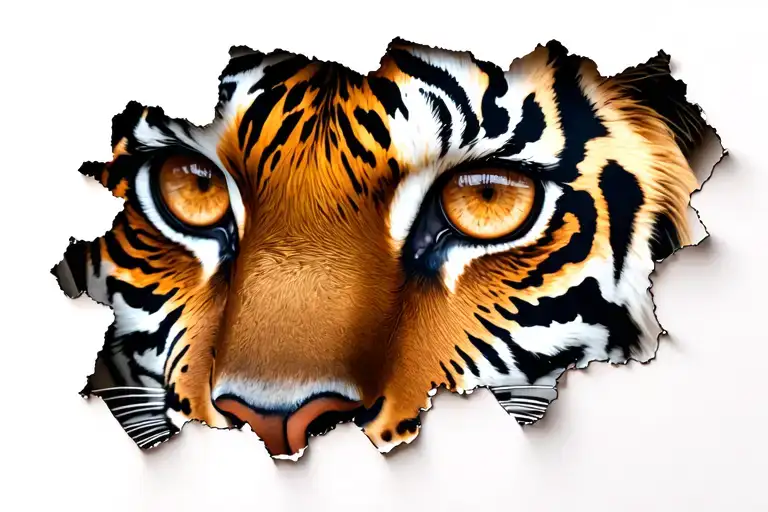 Tiger Eyes With Paper Rip