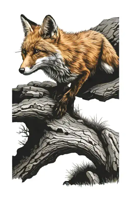 Fox Climbing View From The Side Top