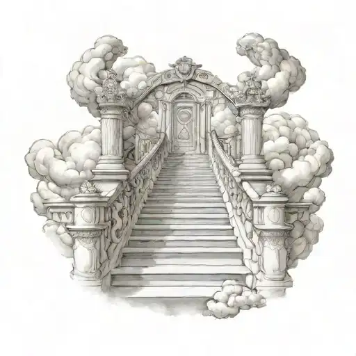 Gates Of Heaven Staircase With Clouds