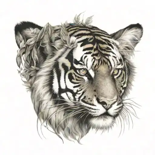 Tiger With Long Feathers On Hanging