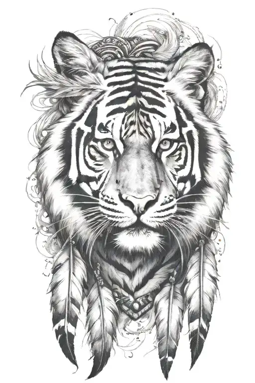 Tiger With Feathers Dangling Jems