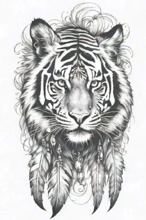 Tiger With Feathers Dangling Jems