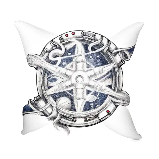 An Arm Sleeve Starting From Nautical On Bottom To Space On Top