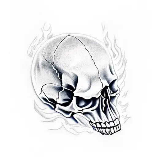 Realistic Skull With Fire Eyes