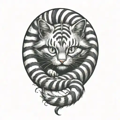Cheshire Cat Curled Tail Wrapped