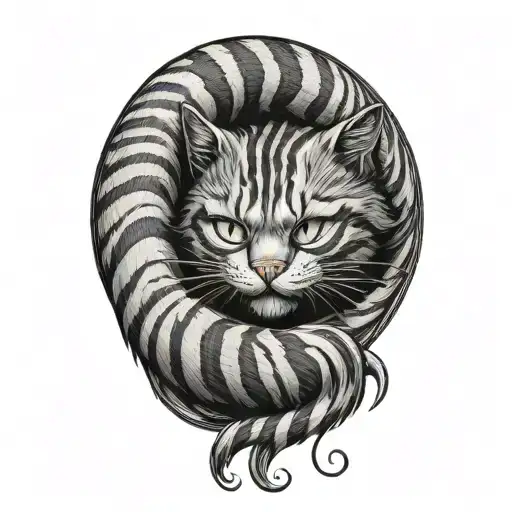Cheshire Cat Curled Tail Wrapped