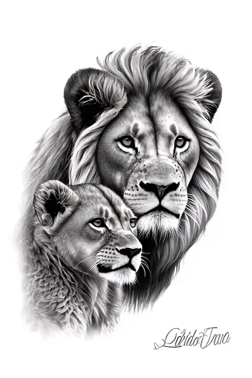 Lion And Baby Lion