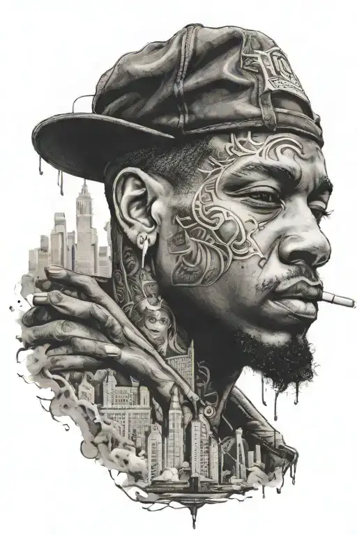 Pop Smoke's Face Whit New York In Background