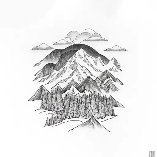 Nature With Forest And Mountains