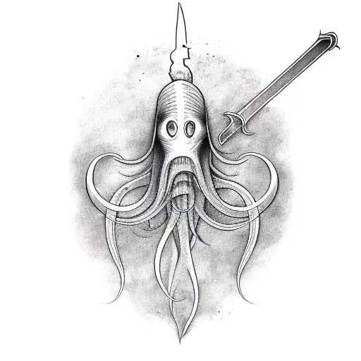 Illustrative Squid Wielding A Sword