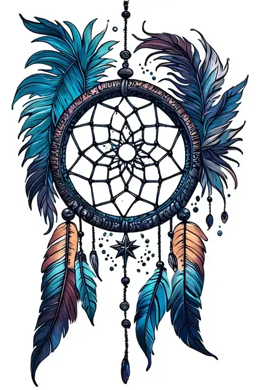 Dream Catcher With A Wave And A Star In The Circle