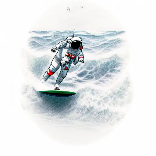 Astronaut Surfing A Wave