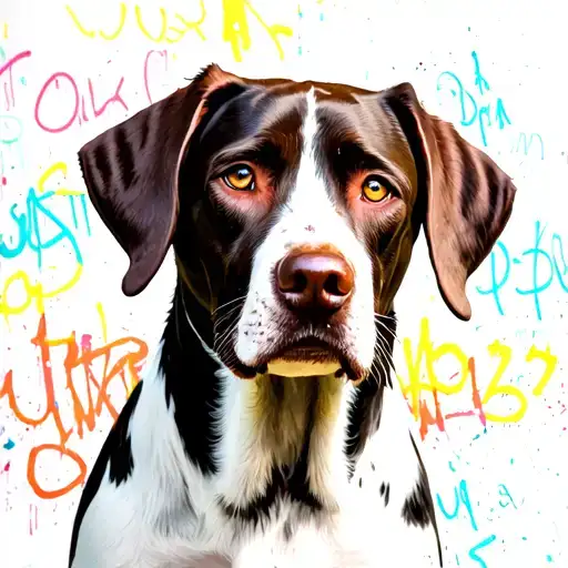 A Realistic Portrait Of An English Pointer With A Backdrop Of Vibrant Street Art Graffiti