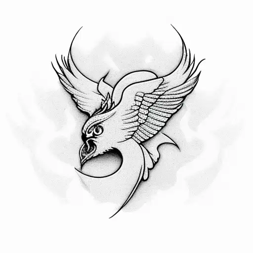 Rising Pheonix With A Cross In The Background