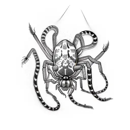 Lycoris Radiata With A Snake And A Spider