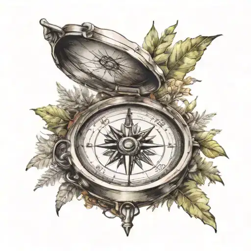 Compass Surround By Nature Scene