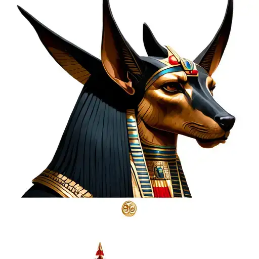 The Egyptian God Of War Mountu Ra Stood With Anubis