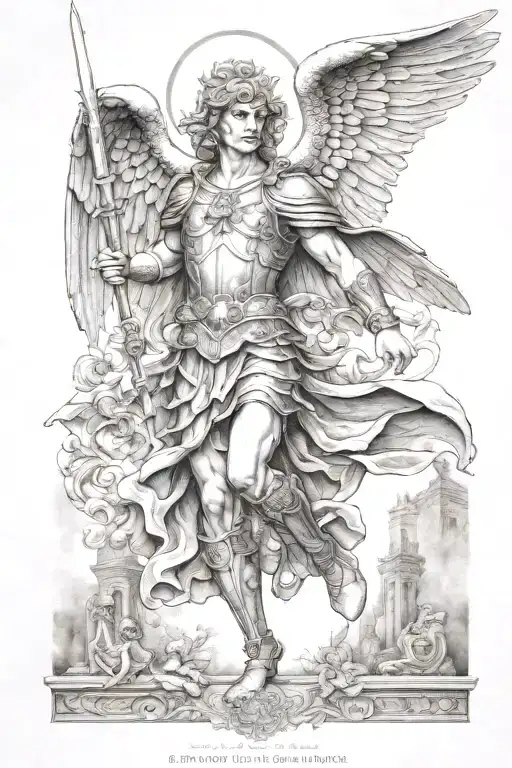 Saint Michael The Archangel With Less Detail And Portrait