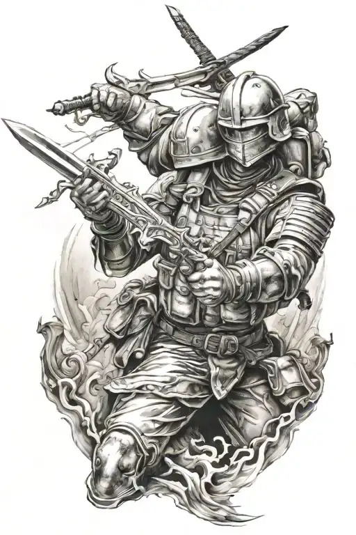 Templier Soldier Fighting With Sword
