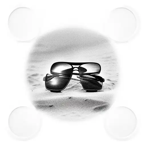 Sunglasses With A Reflection Of A Beach In The Lens
