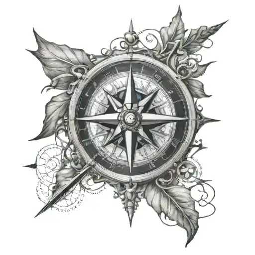 Compass Rose Ships Sailing Towards
