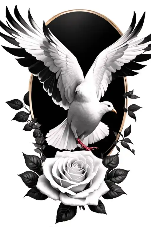 Grandmother On A Dove With Rose Below Rose