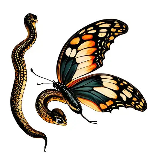 Half Snake Butterfly That Forms The Other Wing