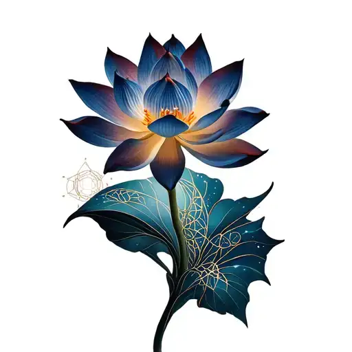 Lotus Flower Intertwined With Sacred Geometry And Cosmic Patterns