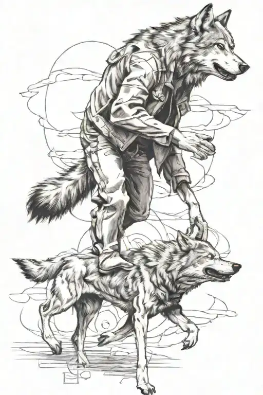 Wolf Chasing Person Walking